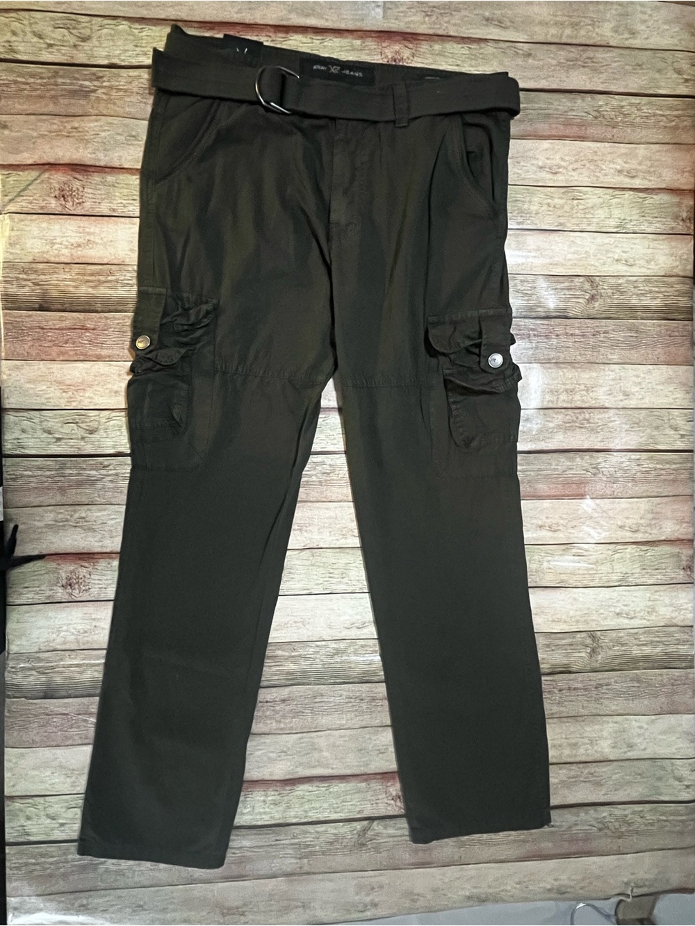 Men's Black Cargo Pants with Belt - Casual Utility Style